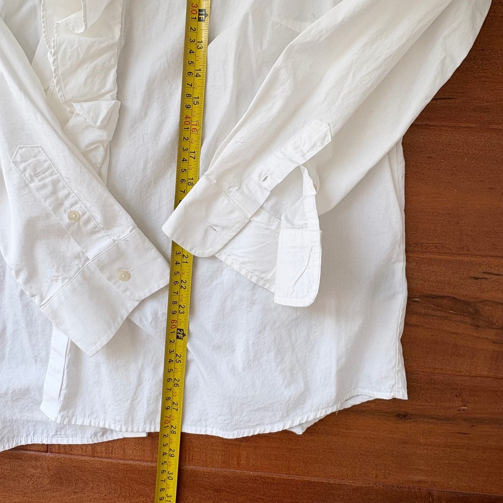 Ralph Lauren LRL Ruffle Front Button Down Shirt Womens L White Preppy Old Money - Picture 10 of 11